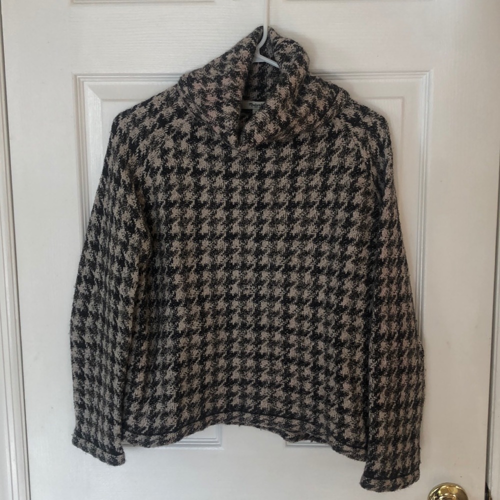 Madewell Gray Houndstooth Turtleneck Sweater S